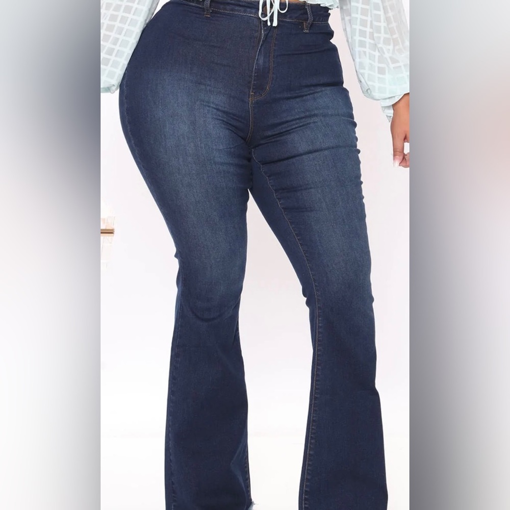 Fashion Nova Dark Denim Flare Jeans Size 16